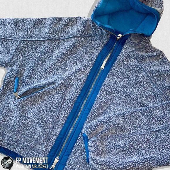FP MOVEMENT MOUNTAIN AIR SHERPA FULL ZIP HOODED JACKET BLUE WOMEN OVERSIZED XS-L - Picture 5 of 16